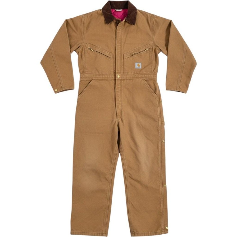 Carhartt X01 BRN Coveralls 48Tall XLT Duck Canvas Quilt Lined Work Jumpsuit